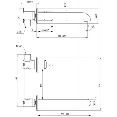 Deante Silia BQSF54L bateria umywalkowa podtynkowa stal