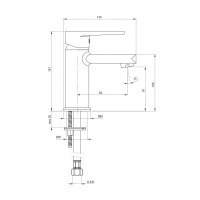Deante Tubo BUT020M bateria umywalkowa stojąca chrom