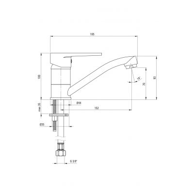 Deante Tubo BUT026M bateria umywalkowa stojąca chrom