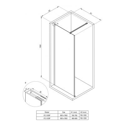 Deante Prizma KTJR39P ścianka prysznicowa walk-in 90 cm złoty szczotkowany/szkło przezroczyste