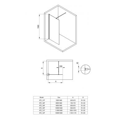 Deante Kerria Plus KTSN39P ścianka prysznicowa walk-in 90 cm czarny mat/szkło przezroczyste