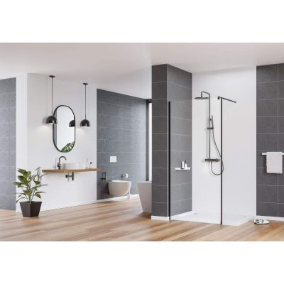 Deante Kerria Plus KTSN39P ścianka prysznicowa walk-in 90 cm czarny mat/szkło przezroczyste