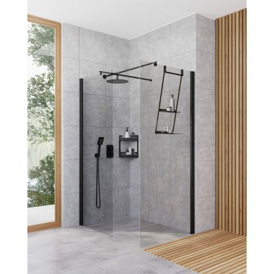 Deante Kerria Plus KTSN39P ścianka prysznicowa walk-in 90 cm czarny mat/szkło przezroczyste