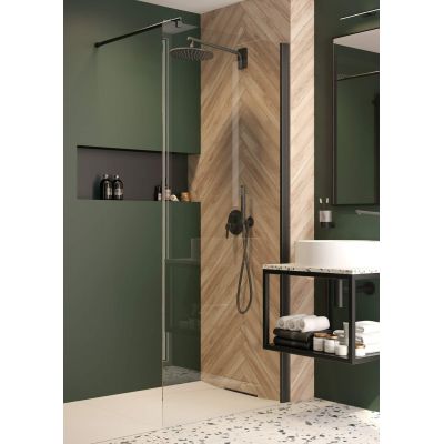 Deante Kerria Plus KTSN39P ścianka prysznicowa walk-in 90 cm czarny mat/szkło przezroczyste