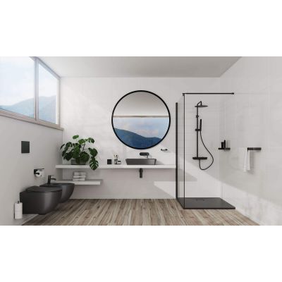 Deante Kerria Plus KTSN39P ścianka prysznicowa walk-in 90 cm czarny mat/szkło przezroczyste