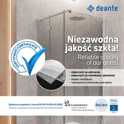 Deante Kerria Plus KTSWN46P drzwi prysznicowe 60 cm uchylne czarny mat/szkło przezroczyste