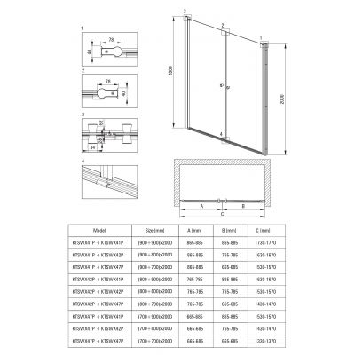 Deante Kerria Plus KTSWN46P drzwi prysznicowe 60 cm uchylne czarny mat/szkło przezroczyste