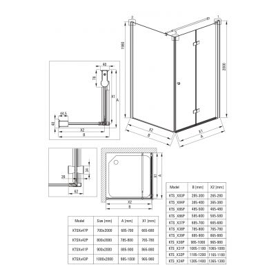 Deante Kerria Plus KTSX041P drzwi prysznicowe 90 cm składane chrom połysk/szkło przezroczyste