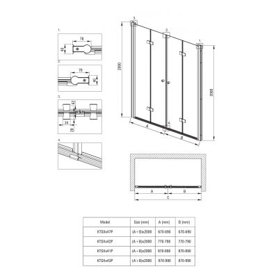 Deante Kerria Plus KTSX042P drzwi prysznicowe 80 cm składane chrom połysk/szkło przezroczyste