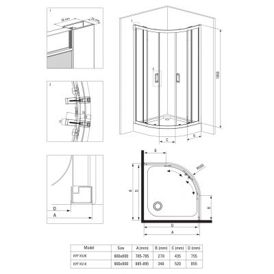Deante Funkia KYP052K kabina prysznicowa półokrągła 80x80 cm chrom