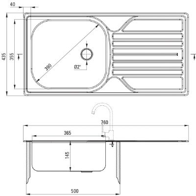 Deante Legato ZEL3110 zlewozmywak stalowy 76x43.5 cm