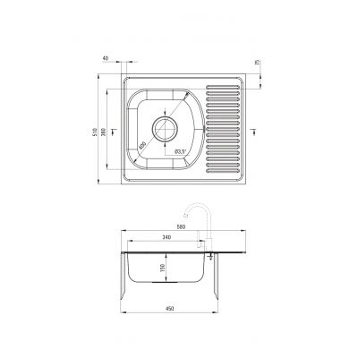 Deante Techno ZMU3113 zlewozmywak stalowy 58x51 cm