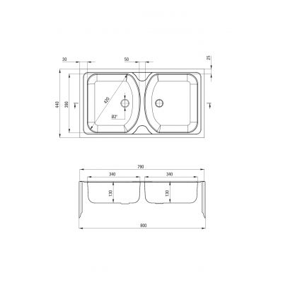 Deante Techno ZMU3200 zlewozmywak stalowy 79x44 cm