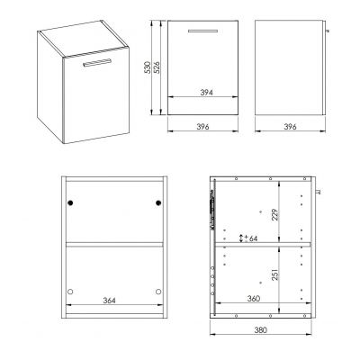 Elita Kwadro Plus 166719 szafka 39.6x39.6x53 cm boczna wisząca biała