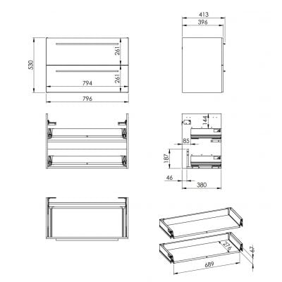 Elita Kwadro Plus 166774 szafka 79.6x39.6x53 cm podumywalkowa wisząca antracyt