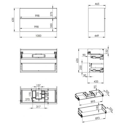 Elita Look RE011000026610 szafka 100x44.9x63.5 cm podumywalkowa wisząca antracyt