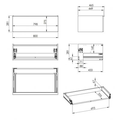 Elita Look RE080803026610 szafka 80x44.9x28.1 cm podumywalkowa wisząca antracyt