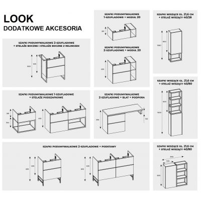 Elita Look RE010803027050 szafka 80x44.9x28.1 cm podumywalkowa wisząca dąb