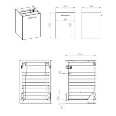Elita Kwadro Plus 167636 szafka 39.6x36.9x53 cm boczna wisząca biały