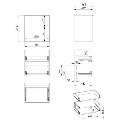 Elita Look RE080601027160 szafka 60x44.9x63.5 cm podumywalkowa wisząca czarna