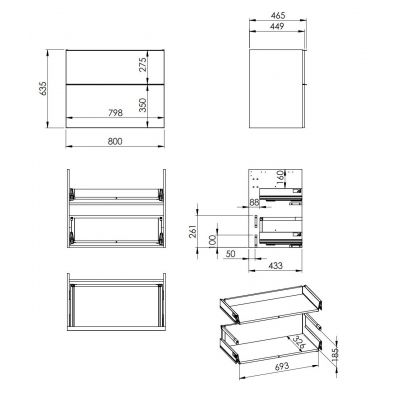 Elita Look RE080801027160 szafka 80x44.9x63.5 cm podumywalkowa wisząca czarna