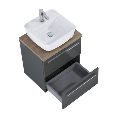 Elita Kwadro Plus 168445 umywalka z szafką i blatem 50.4 cm antracyt