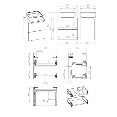 Elita Kwadro Plus 168445 umywalka z szafką i blatem 50.4 cm antracyt