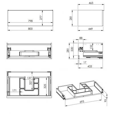 Elita Look RE010803027030 szafka 80x44.9x28.1 cm podumywalkowa wisząca niebieska