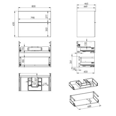 Elita Look RE010801027030 szafka 80x44.9x63.5 cm boczna wisząca niebieska
