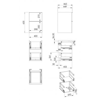 Elita Look RE080401027030 szafka 40x44.9x63.5 cm boczna wisząca niebieska