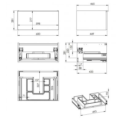 Elita Look RE010603027060 szafka 60x44.9x28.1 cm podumywalkowa wisząca orzech