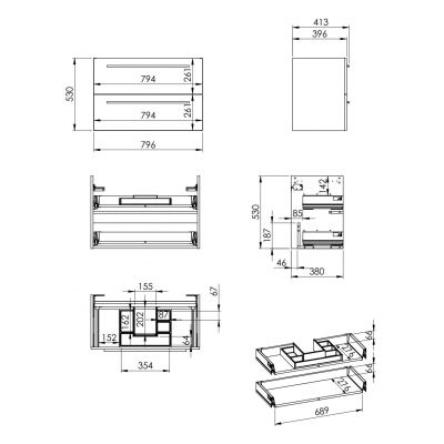 Elita Kwadro Plus 168958 szafka 79.6x39.6x53 cm podumywalkowa wisząca dąb