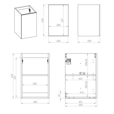 Elita Look RE080400027050 szafka 40x44.9x63.5 cm boczna wisząca dąb