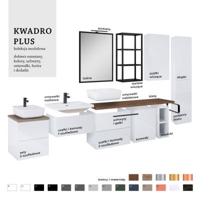 Elita Kwadro Plus 166774 szafka 79.6x39.6x53 cm podumywalkowa wisząca antracyt