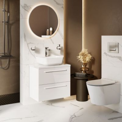 Elita Tonia RE040390138060 umywalka 39x39 cm kwadratowa nablatowa biała