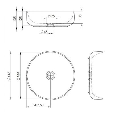 Elita Lorca RE040420047160 umywalka 41.5x41.5 cm okrągła nablatowa czarna