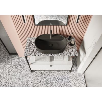 Elita Babette RE040620017160 umywalka 62x41.2 cm owalna nablatowa czarna