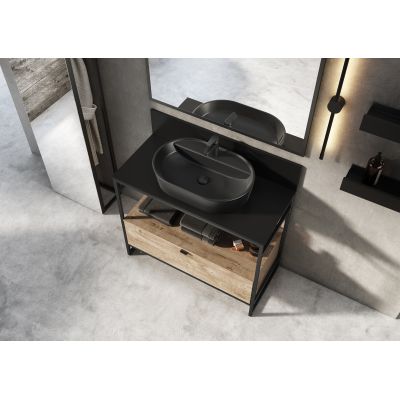 Elita Babette RE040620017160 umywalka 62x41.2 cm owalna nablatowa czarna