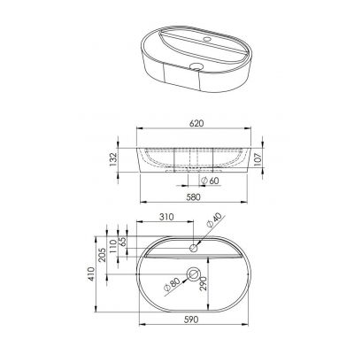 Elita Babette RE040620017160 umywalka 62x41.2 cm owalna nablatowa czarna