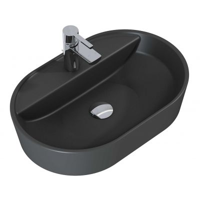 Elita Babette RE040620016010 umywalka 62x41.2 cm owalna nablatowa antracyt