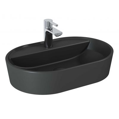 Elita Babette RE040620016010 umywalka 62x41.2 cm owalna nablatowa antracyt