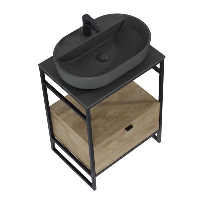 Elita Babette RE040620016010 umywalka 62x41.2 cm owalna nablatowa antracyt