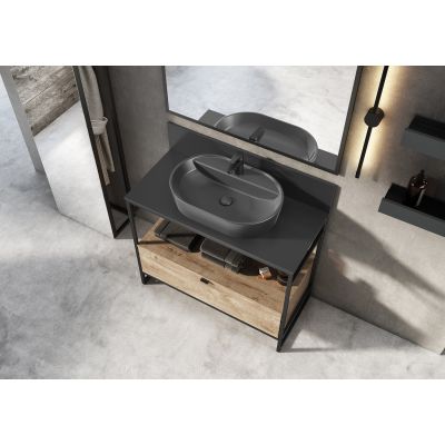 Elita Babette RE040620016010 umywalka 62x41.2 cm owalna nablatowa antracyt