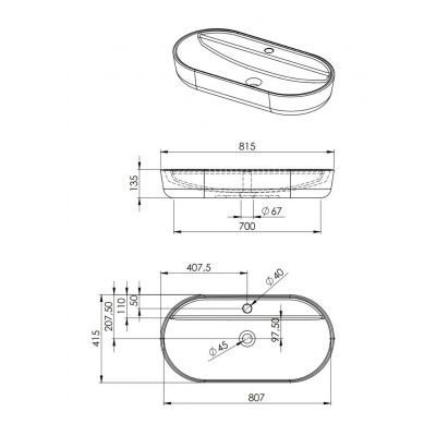 Elita Babette RE040820017040 umywalka 81.5x41.5 cm owalna nablatowa szary/kamień