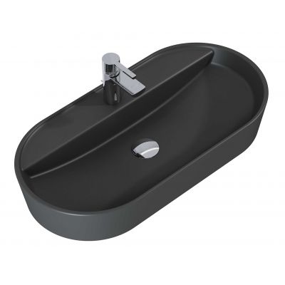 Elita Babette RE040820016010 umywalka 81.5x41.5 cm owalna nablatowa antracyt