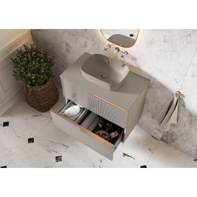 Elita Reni RE040460037020 umywalka 45x32.5 cm prostokątna nablatowa brąz/beż