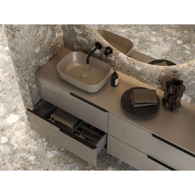 Elita Reni RE040460037020 umywalka 45x32.5 cm prostokątna nablatowa brąz/beż