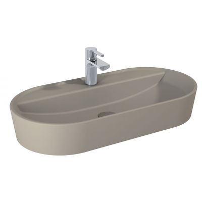 Elita Babette RE040820017020 umywalka 81.5x41.5 cm owalna nablatowa brąz/beż