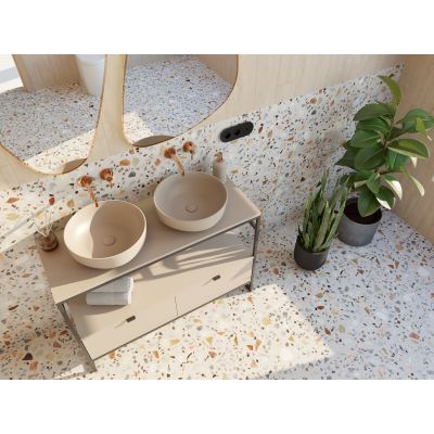 Elita Lorca RE040420047020 umywalka 41.5x41.5 cm okrągła nablatowa brąz/beż