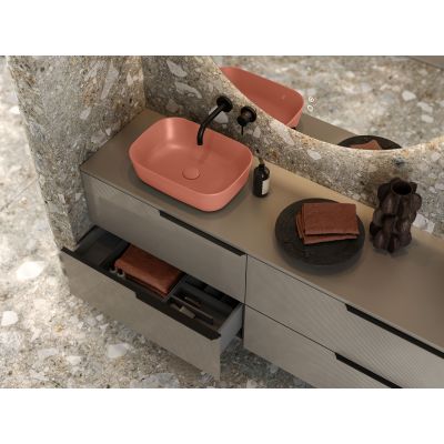 Elita Reni RE040460036600 umywalka 45.5x32.5 cm prostokątna nablatowa różowa